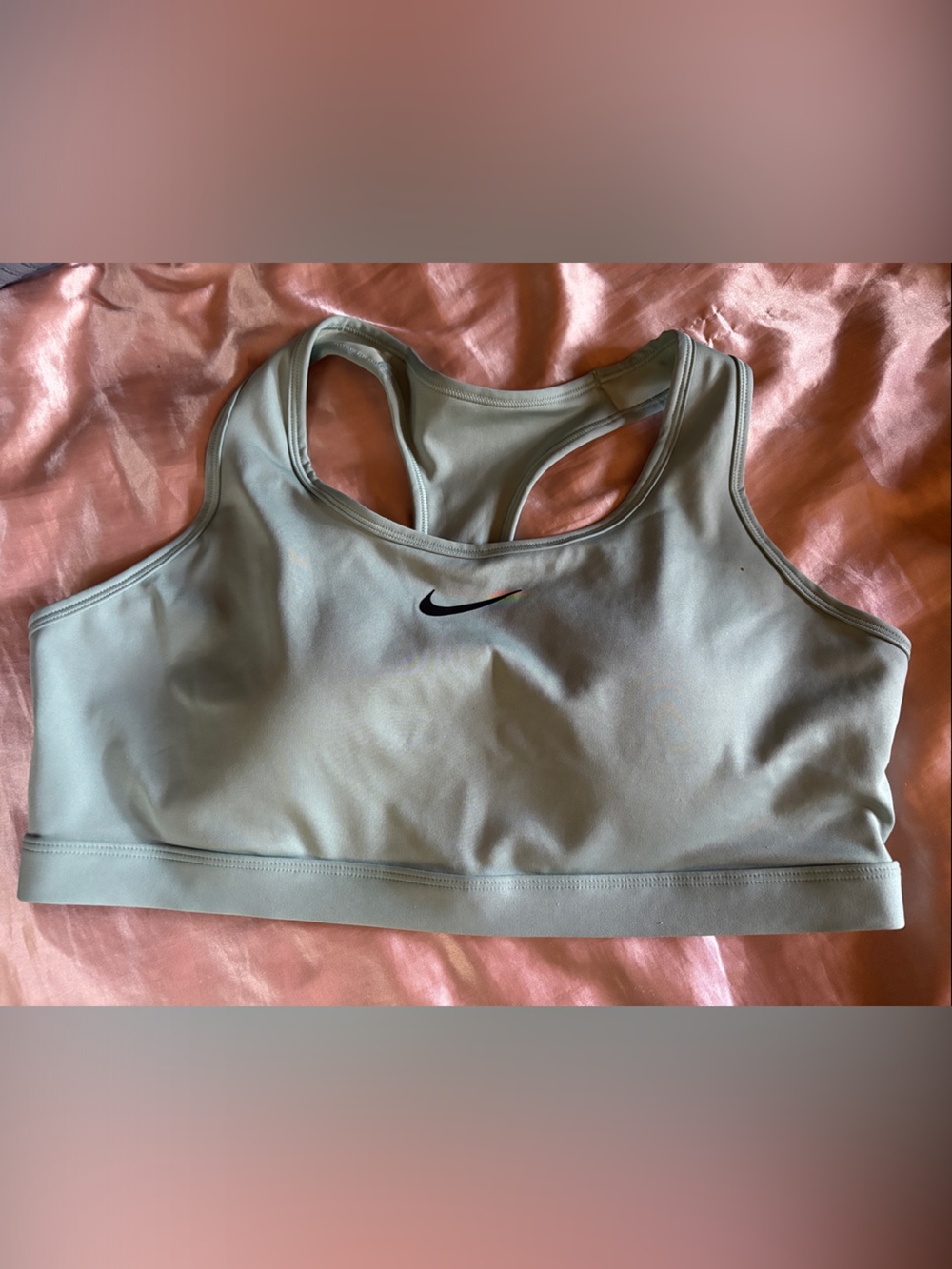 Nike Sage Green Racerback Sports Bra with Black Swoosh